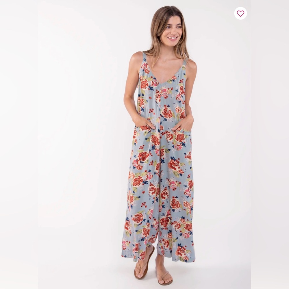 NATURAL LIFE Floral Jumpsuit in Blue & Rust ✨